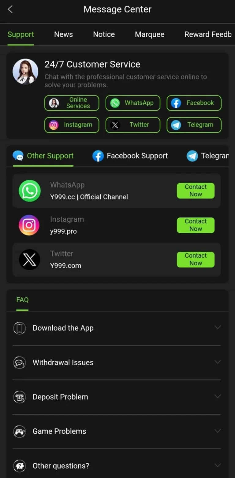 Y999 Game Customer Support